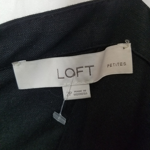 Loft black scalloped hem spaghetti strap linen blend romper - Picture 8 of 9